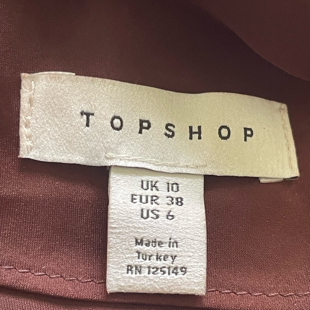 Topshop Brown Satin Midi Dress - Picture 6 of 6